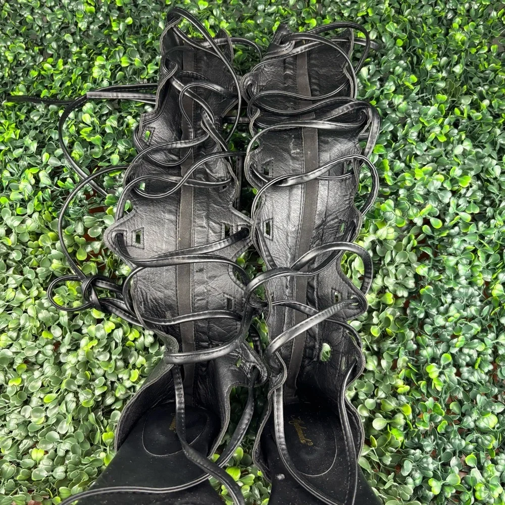 MIULAMIULA GLADIATOR LACE UP SANDALS SIZE 39- 9US